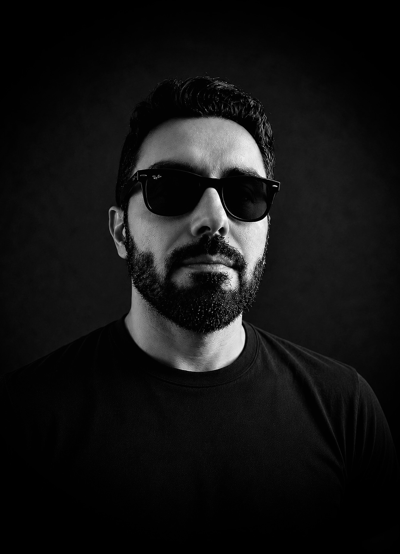 Black and white portrait of Jay Davidsound (JDVS), creator of Pharmac Analogy