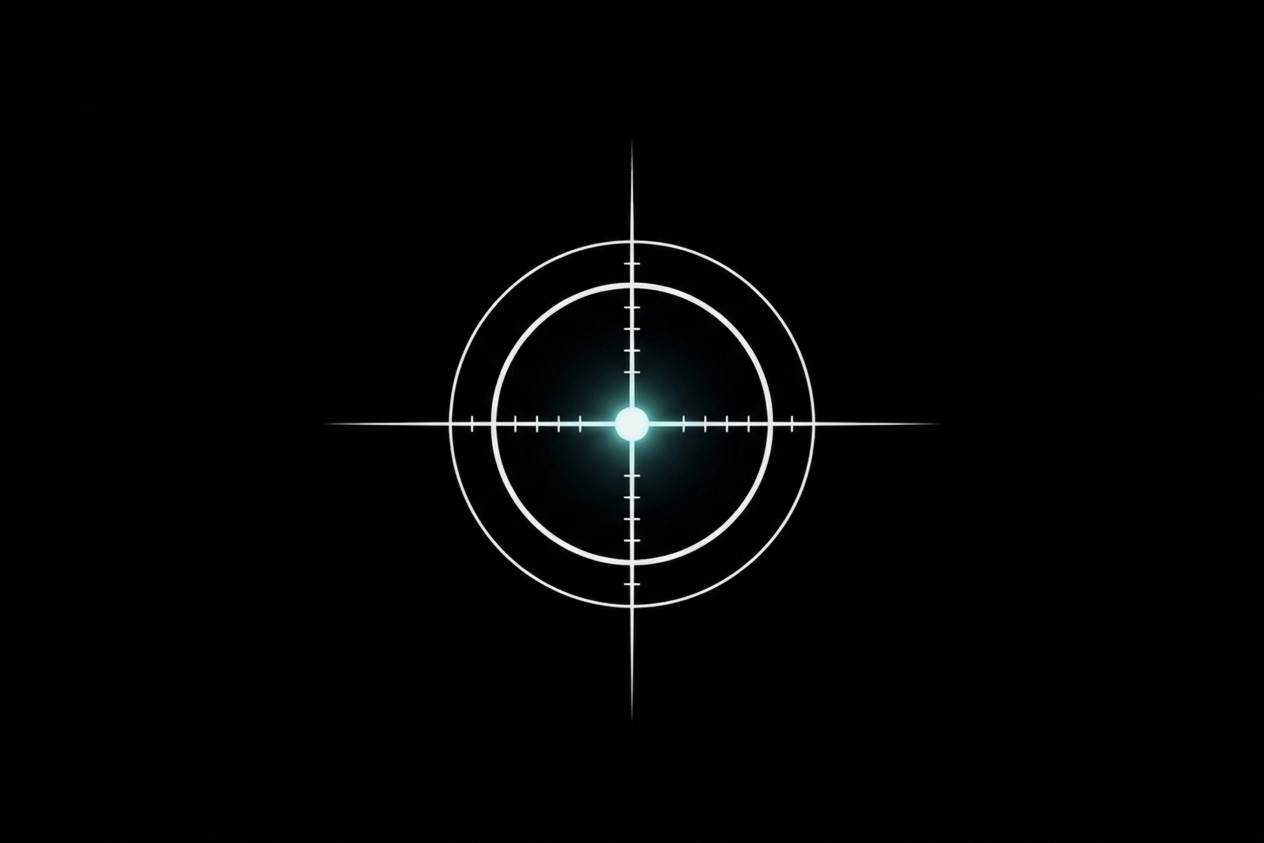 Pharmac Analogy illuminated target symbol on a black background